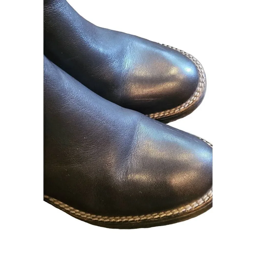 Depp Asos Boots Women's 6 Black Leather Pull On Chelsea Block Heel 90s Spain